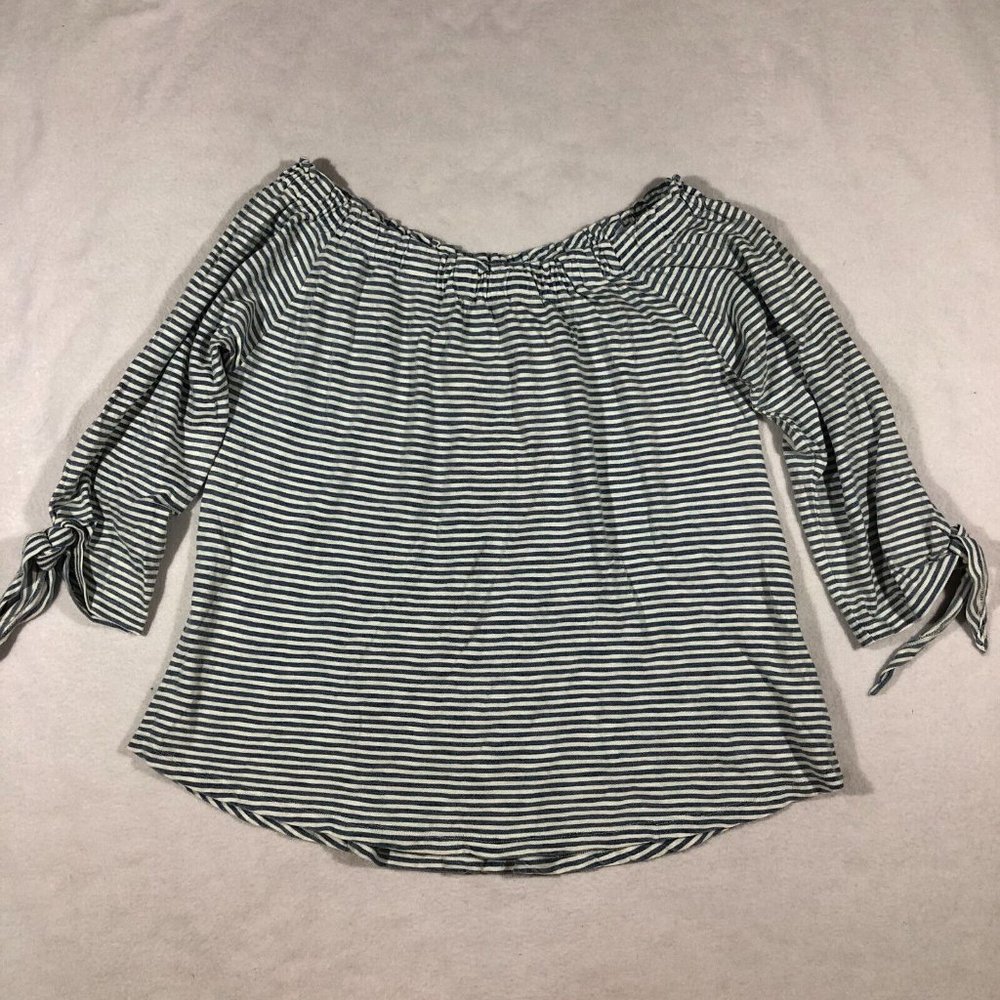 NEW Faherty Womens Small Striped Waverly Top Dark Salt WKF1705-DSW NWT $98